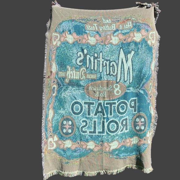 Martin's Potato Rolls Throw Blanket 70 x 50" Pennsylvania Dutch Advertising READ - Picture 2 of 4